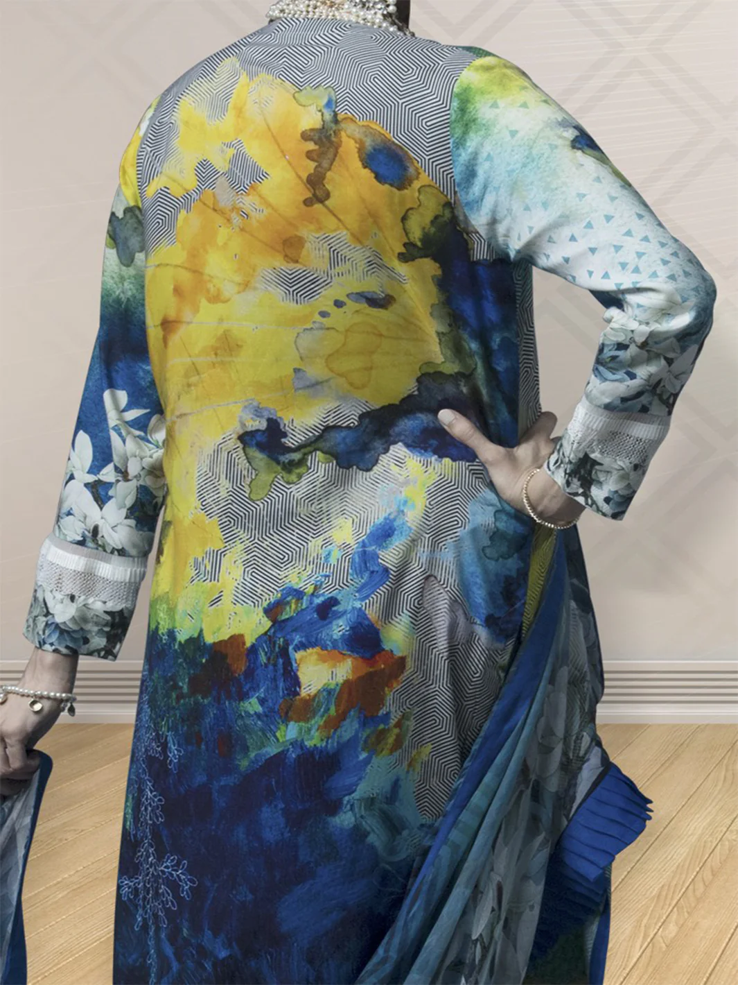 Blue Linen 3Pc Stitched - AWP-172 - Image 2