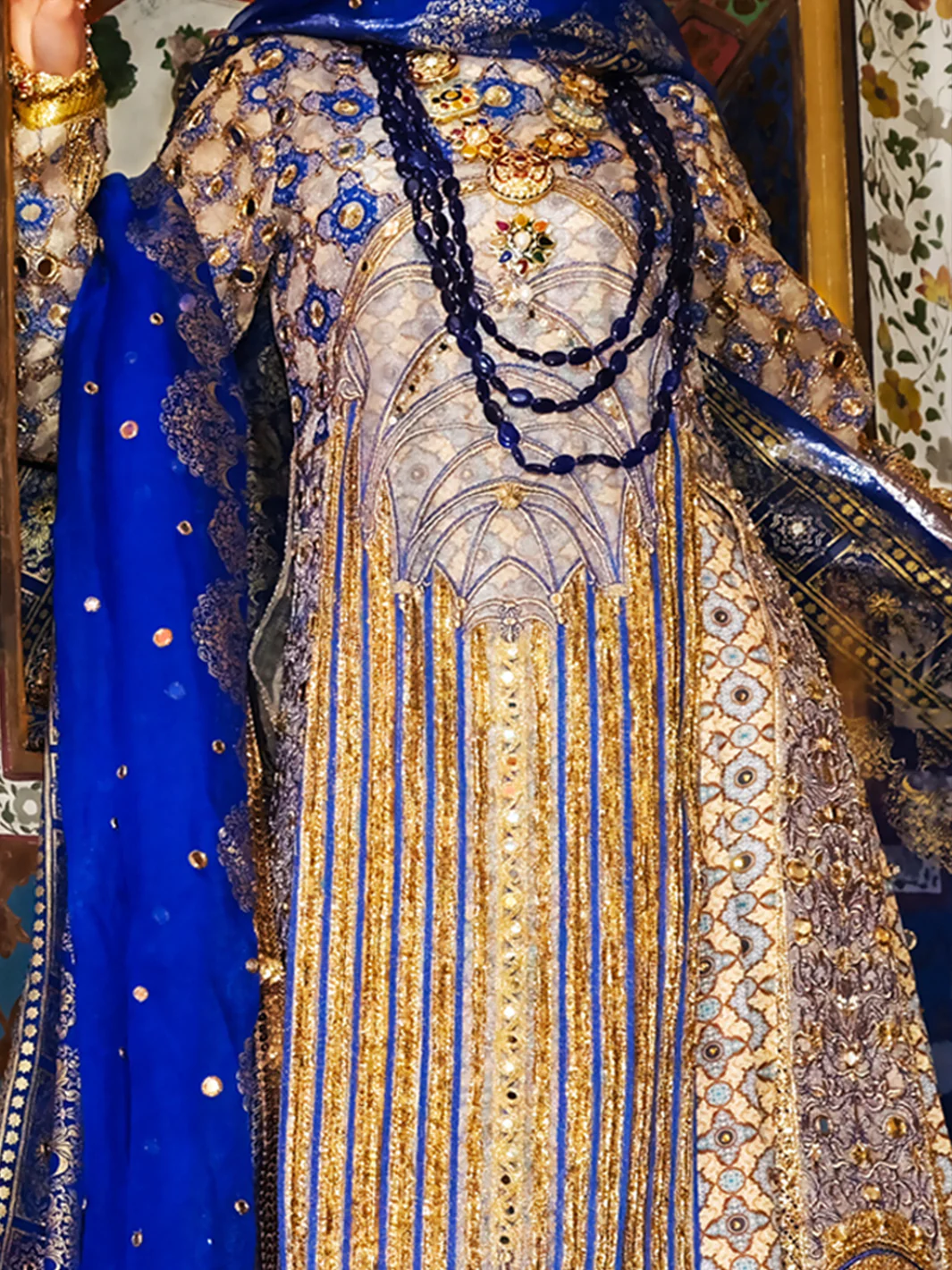 Blue Viscose Net 3 Piece Formal Suit - LS-249 - Image 2