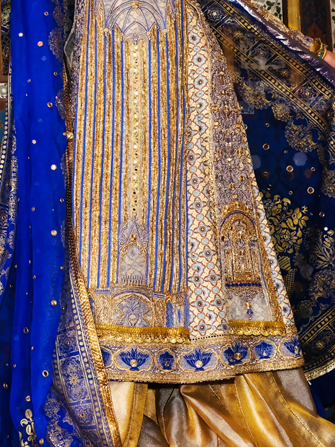 Blue Viscose Net 3 Piece Formal Suit - LS-249 - Image 3