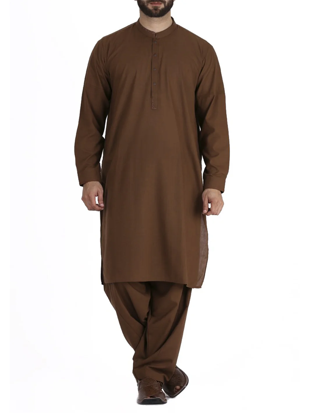 Brown Blended Kameez Shalwar - AL-KS-2304
