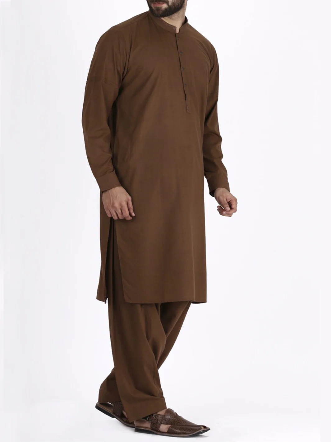 Brown Blended Kameez Shalwar - AL-KS-2304 - Image 4