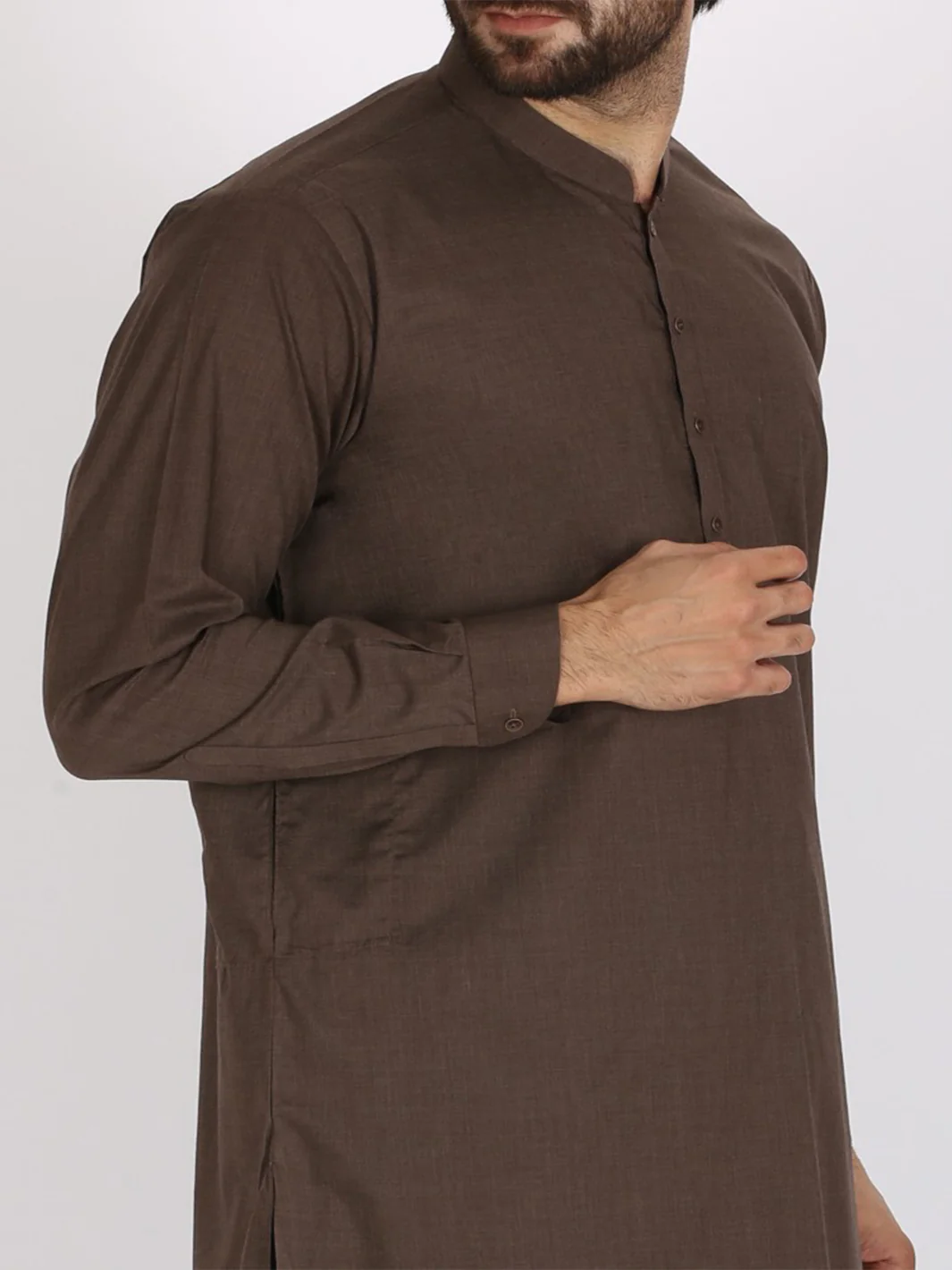 Brown Blended Kameez Shalwar - AL-KS-2393 - Image 2