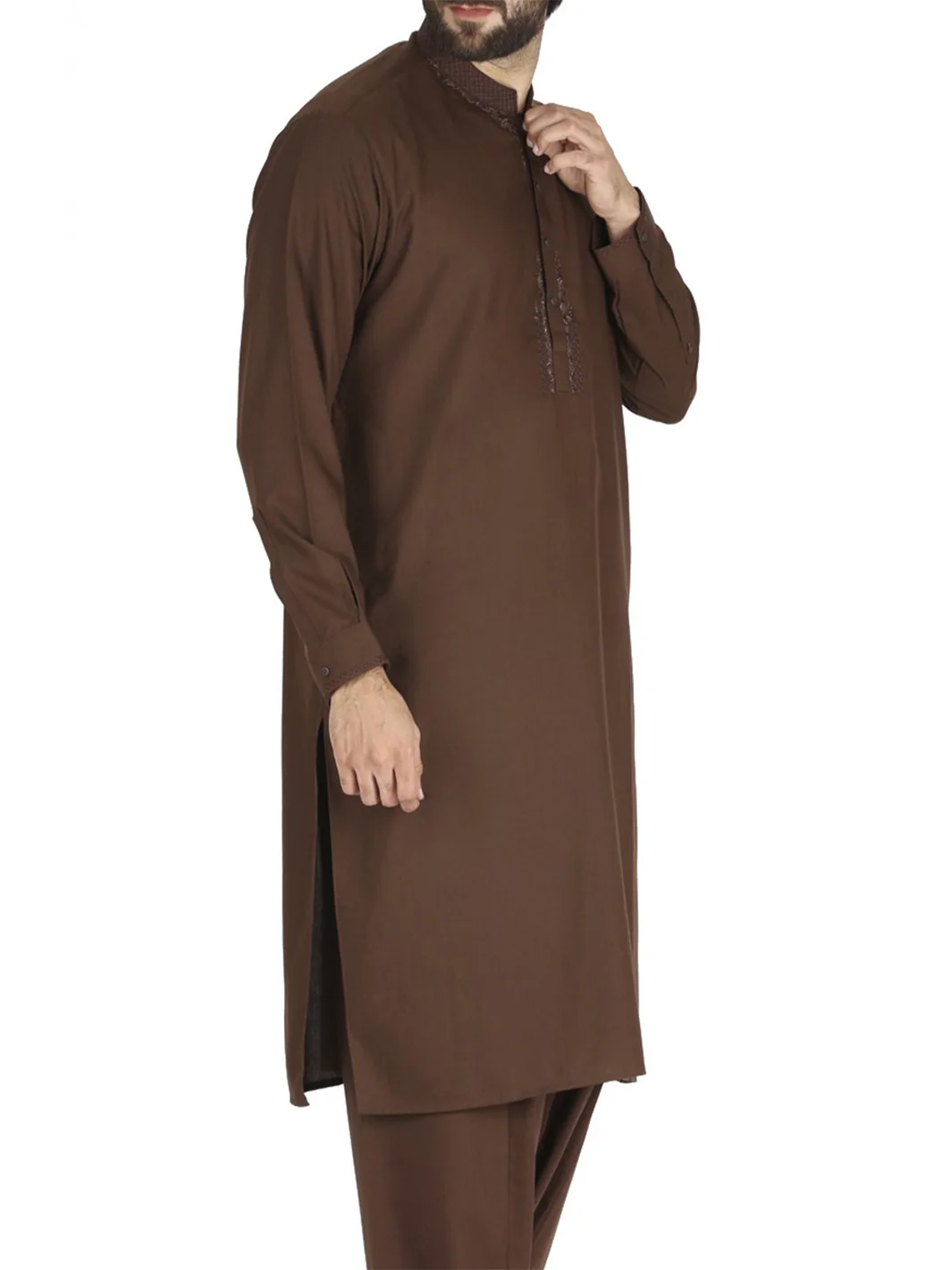 Brown Blended Kameez Shalwar - AL-KS-2416 - Image 2