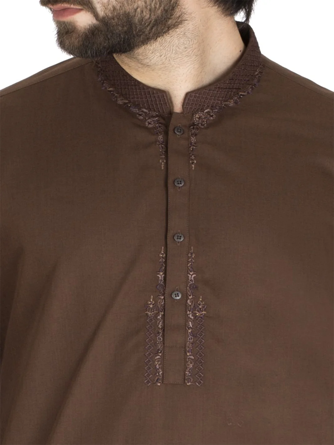 Brown Blended Kameez Shalwar - AL-KS-2416 - Image 3