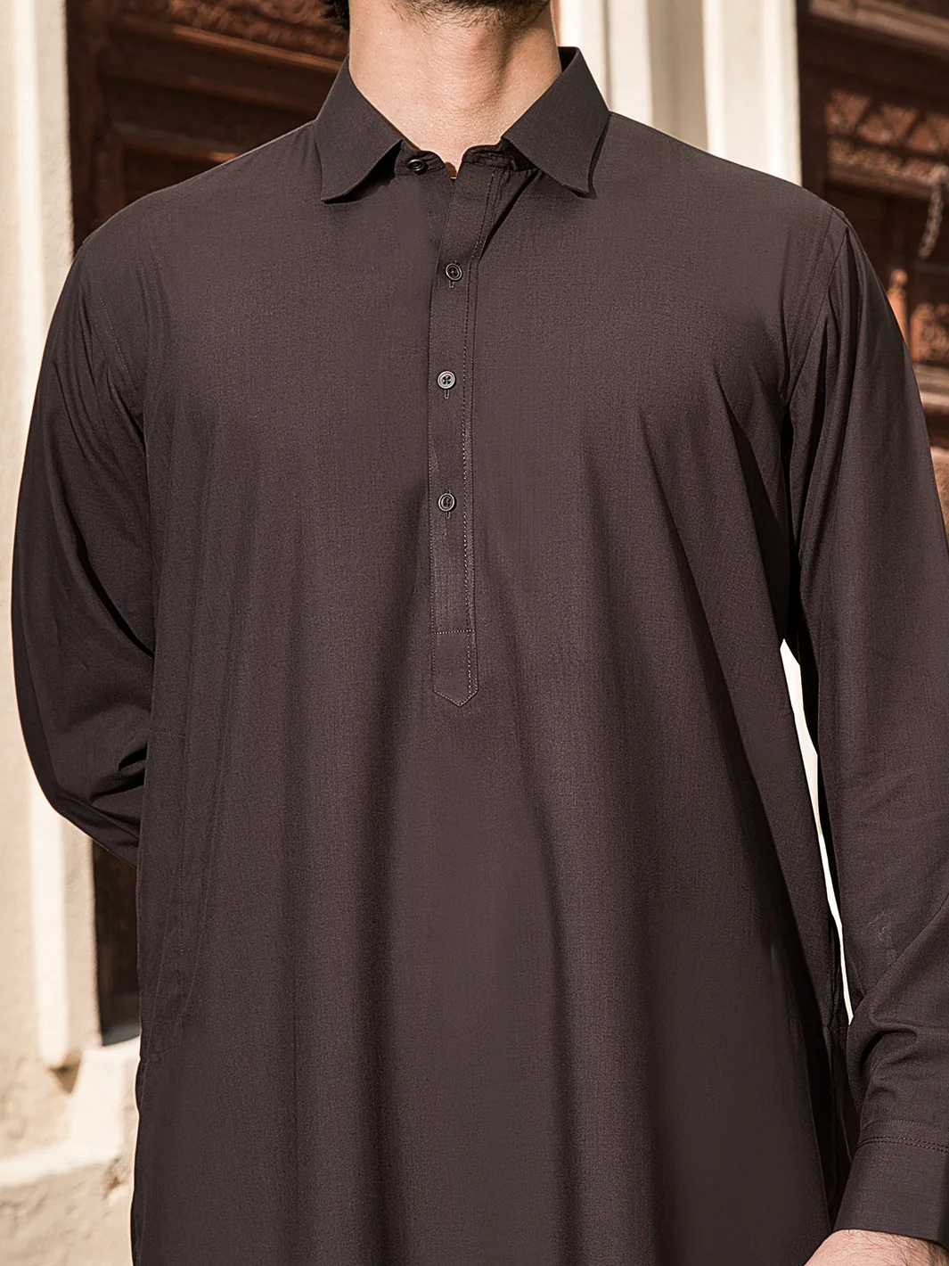 Brown Blended Kameez Shalwar - ALWA-KS-155 - Image 2