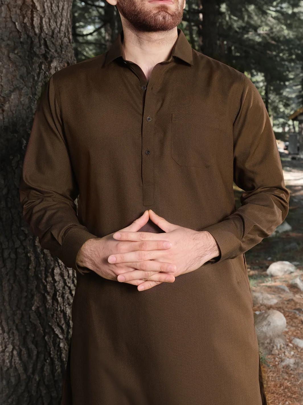 Brown Blended Kameez Shalwar - ALWA-KS-159 - Image 2