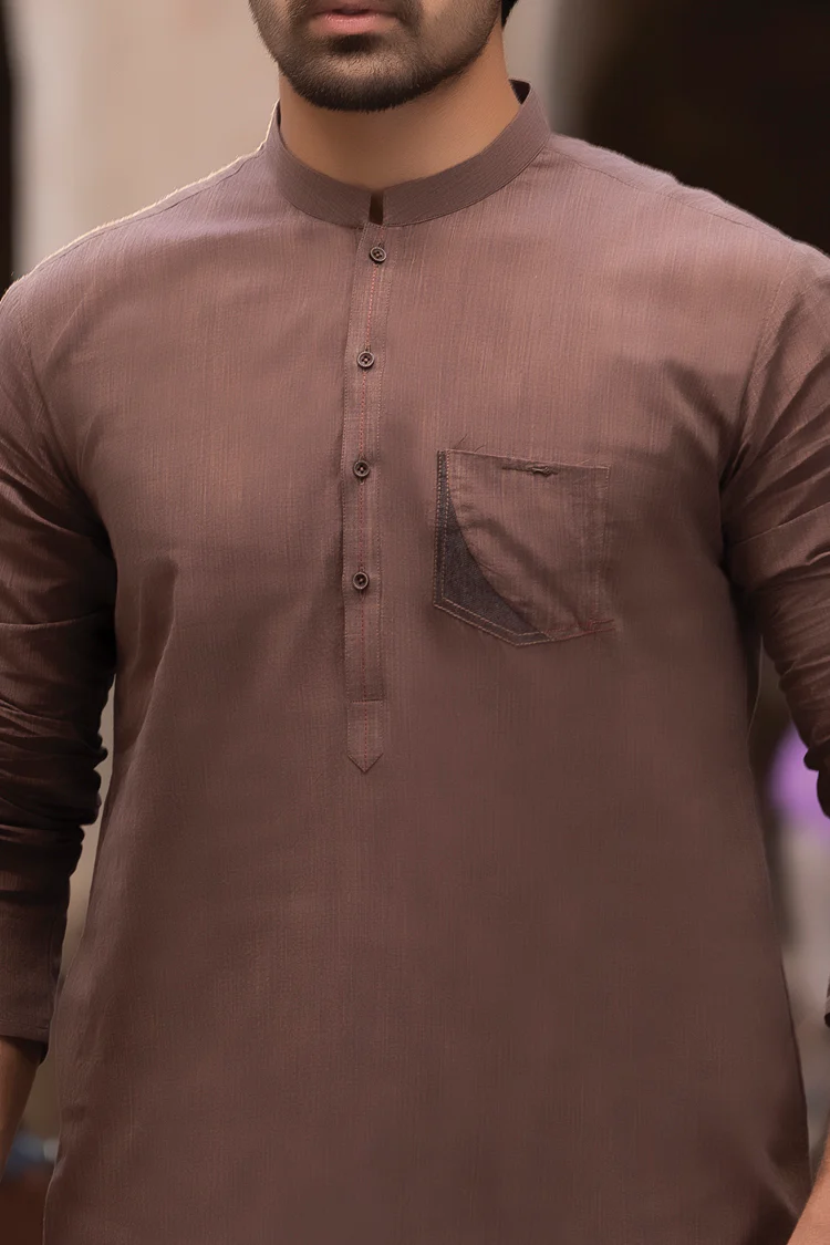 Brown Cotton Kurta - AL-K-751 - Image 3