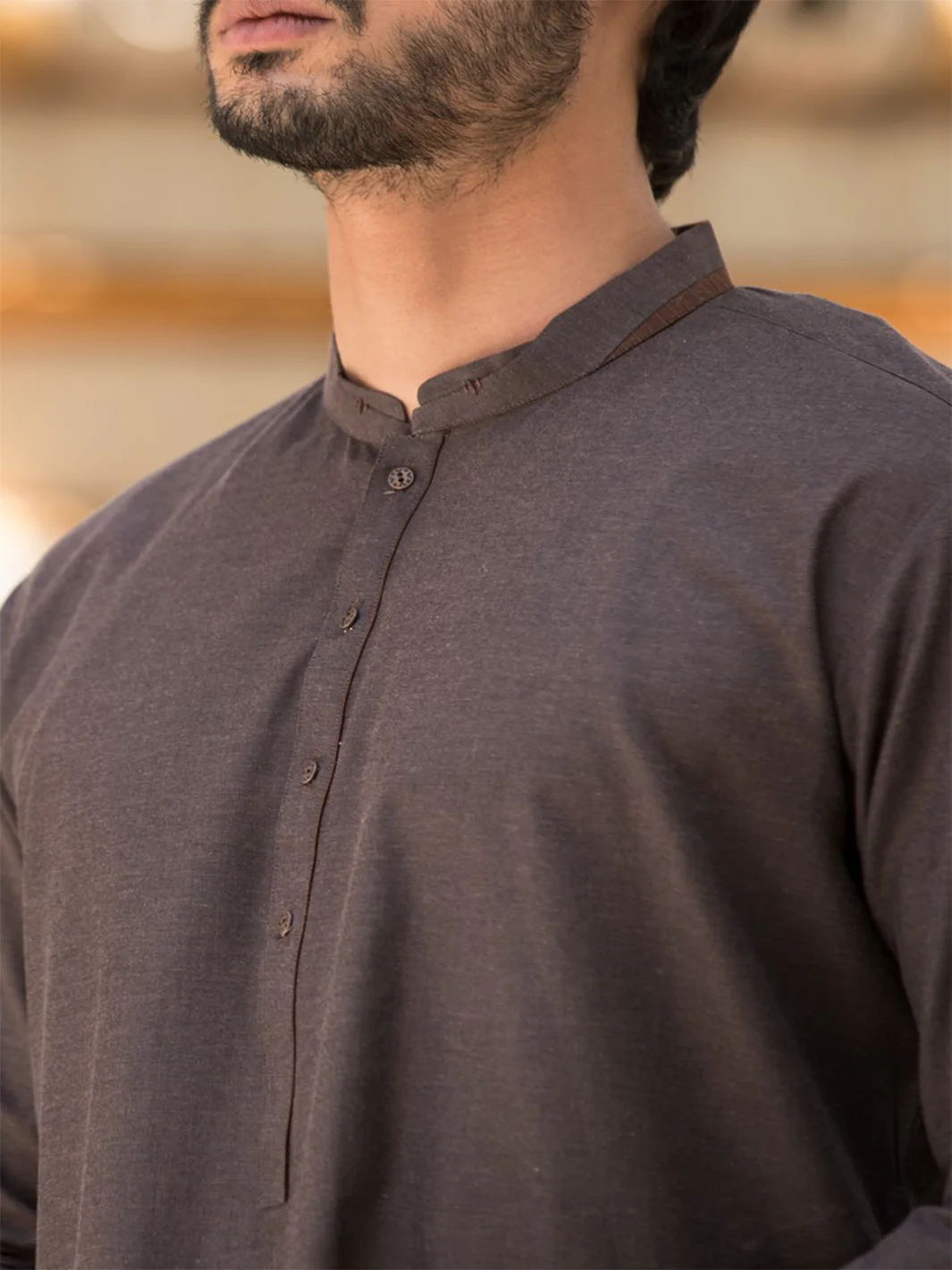 Brown Cotton Kurta - AL-K-783 - Image 2