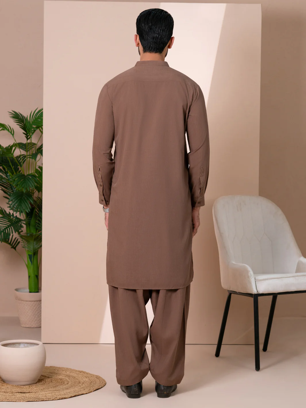 Brown Kameez Shalwar - AL-KS-3376 - Image 4