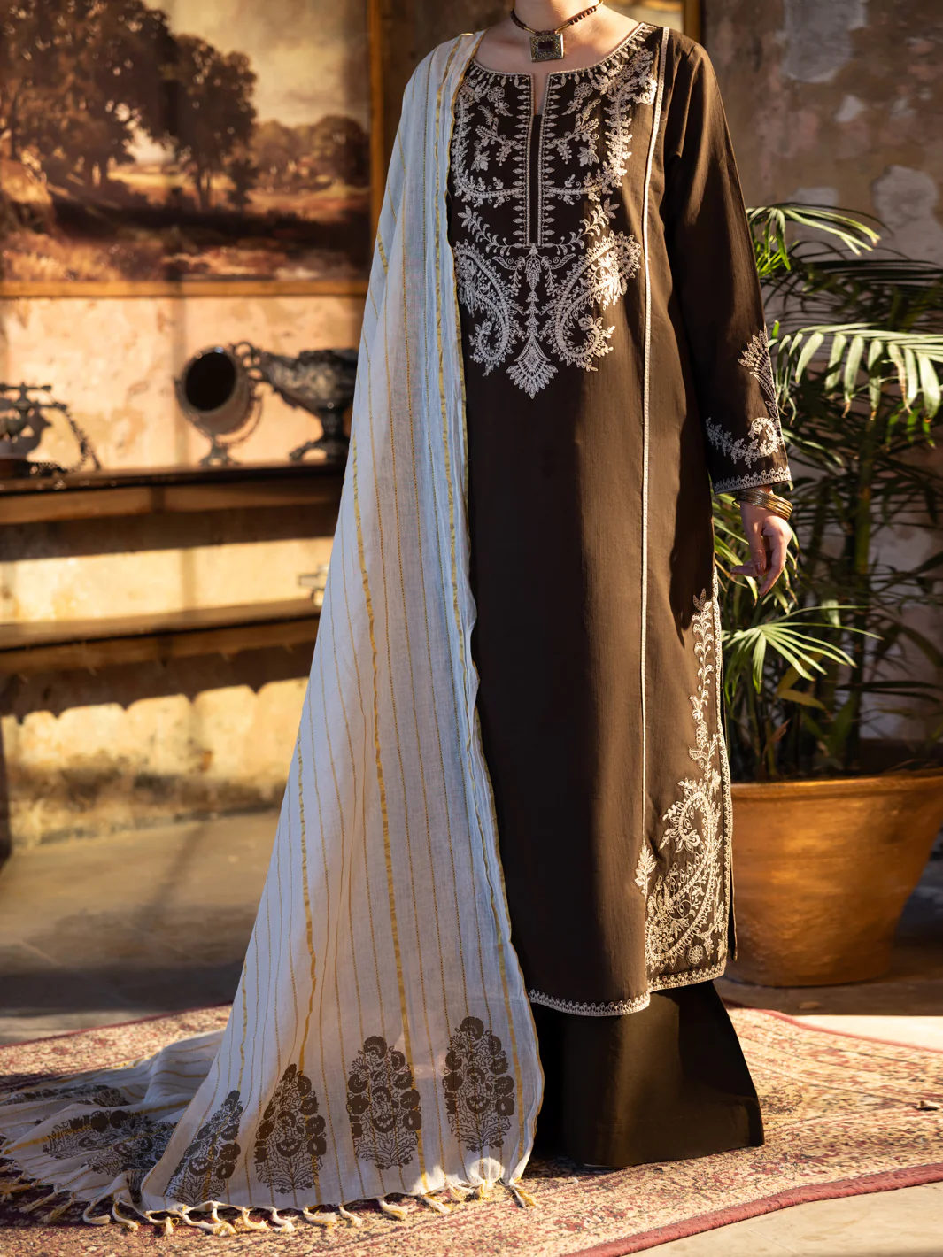 Brown Dobby Unstitched 3 Piece - ALP-3PS-2721 - Image 5