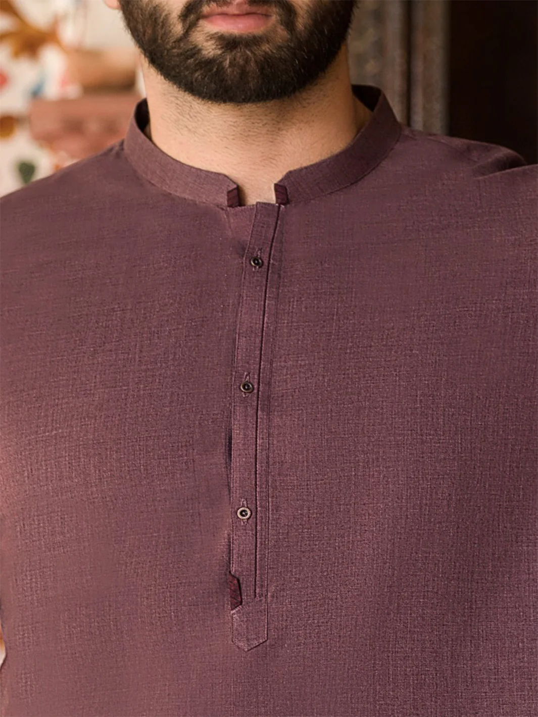 Burgundy Blended Kameez Shalwar - AL-KS-2400 - Image 3