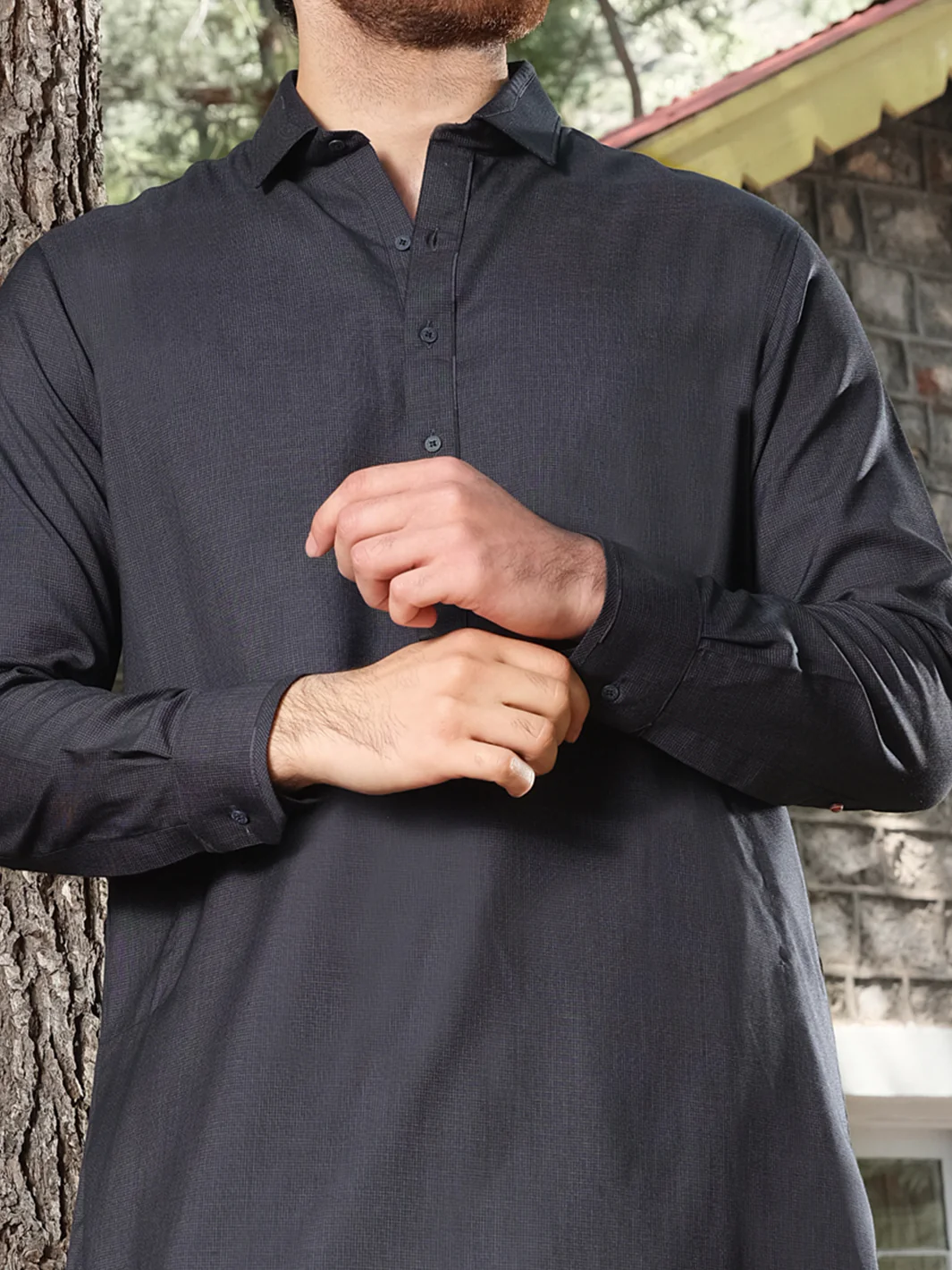 Charcoal Blended Kameez Shalwar - ALWA-KS-153 - Image 2
