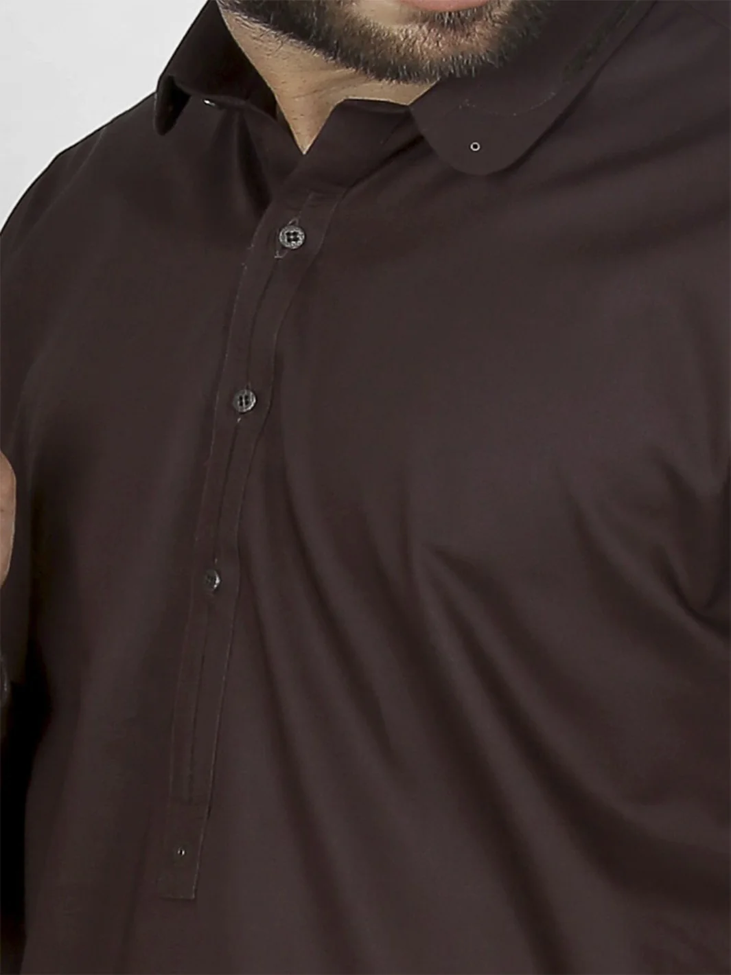 Chocolate Brown Kameez Shalwar - AL-KS-2131 - Image 3