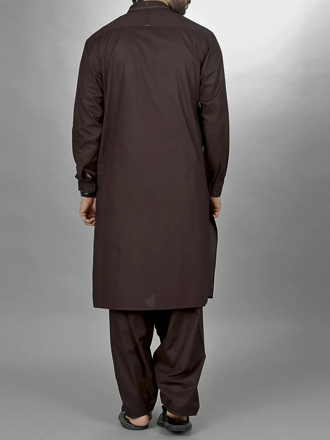 Chocolate Brown Kameez Shalwar - AL-KS-2131 - Image 4