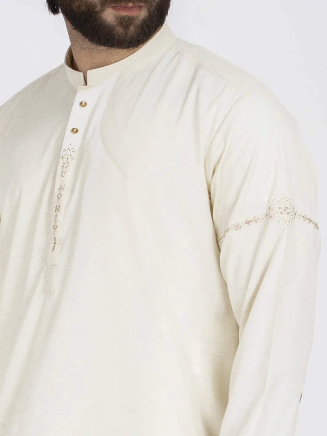 Cream Blended Kameez Shalwar - AL-KS-2468 - Image 2