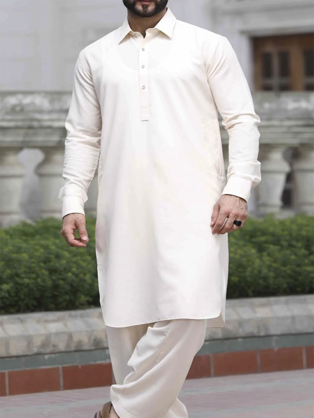 Cream Blended Kameez Shalwar - ALWA-KS-119 - Image 4