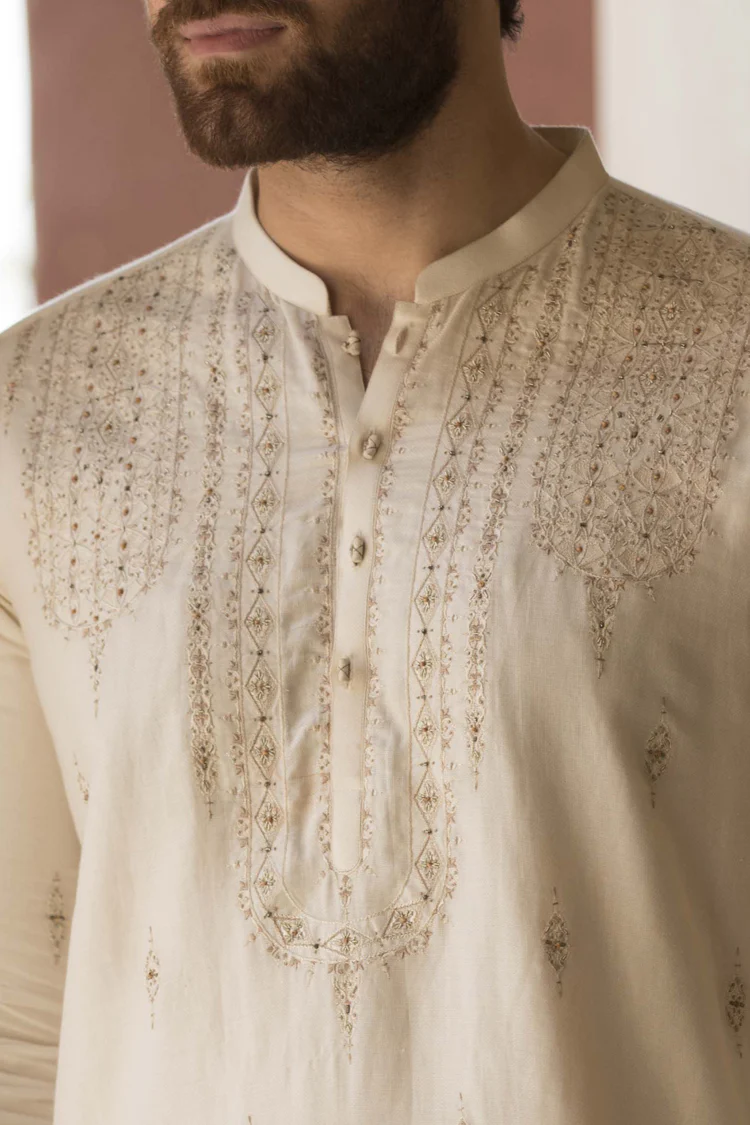 Cream Khaddi Formal Kurta - AL-K-SP-015 - Image 2