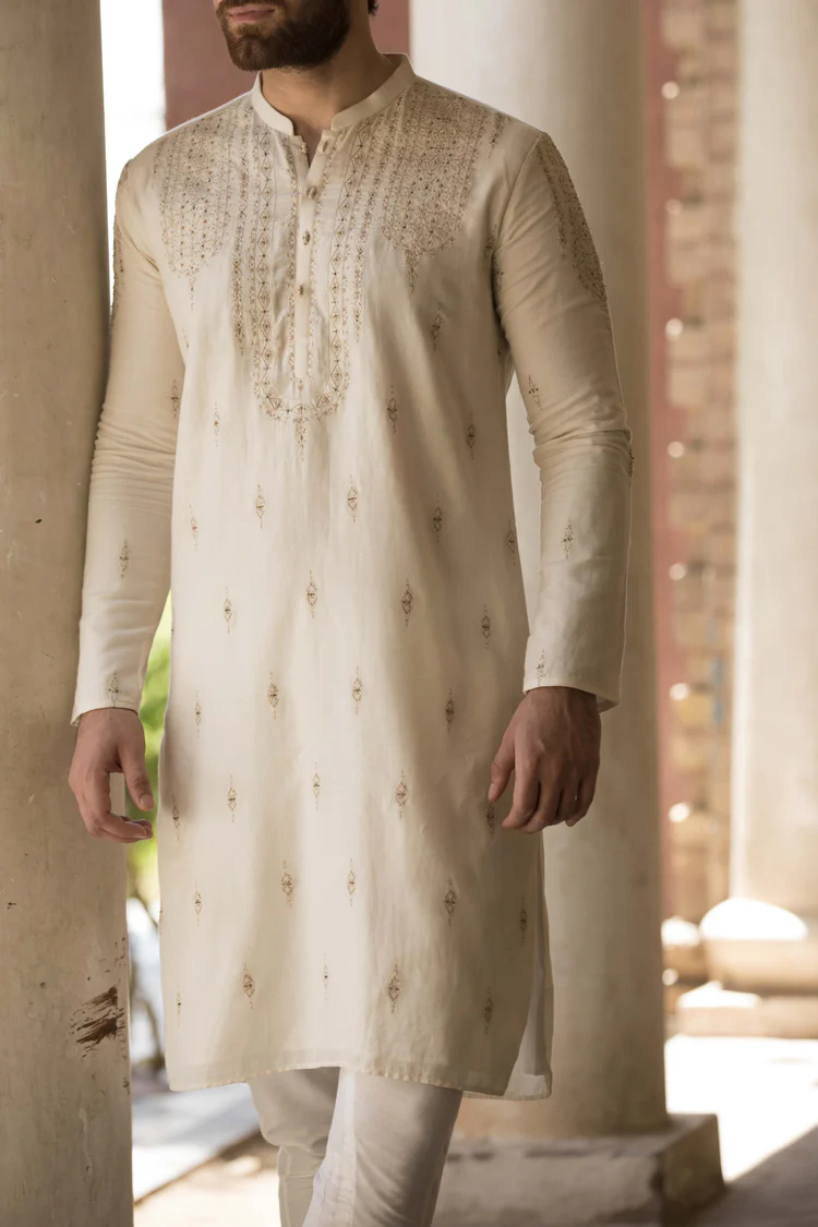 Cream Khaddi Formal Kurta - AL-K-SP-015 - Image 4