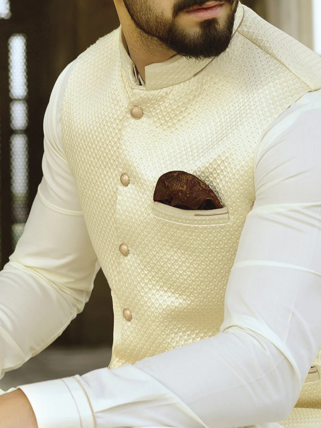 Cream Waistcoat - WC-207 - Image 2