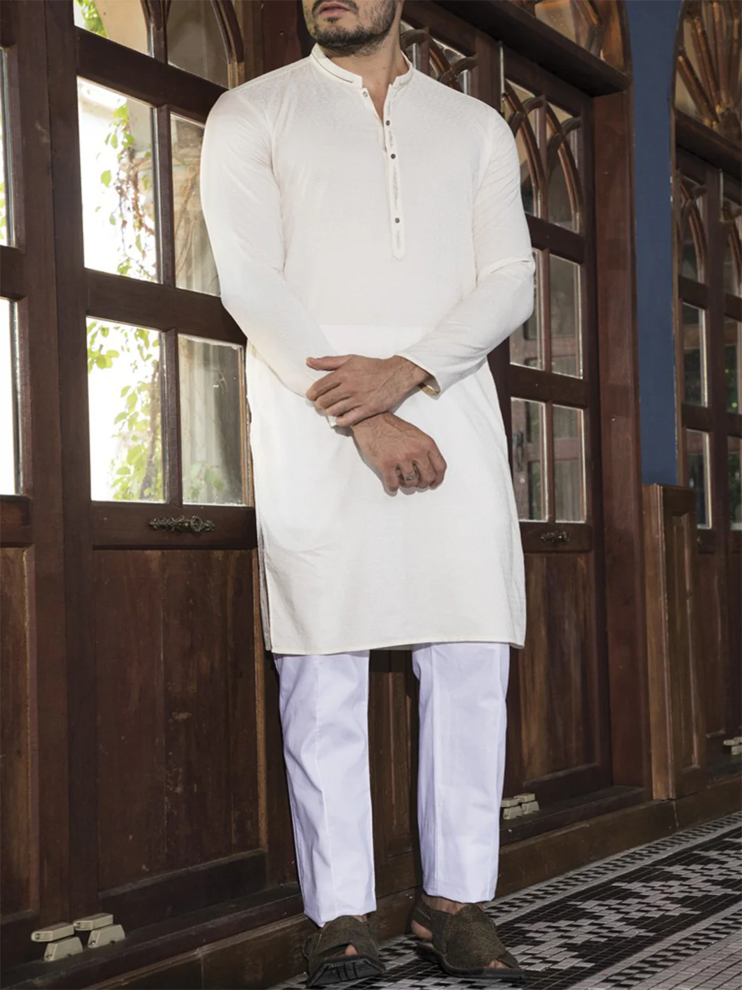 Creamy Yellow Blended Kurta - AL-K-664