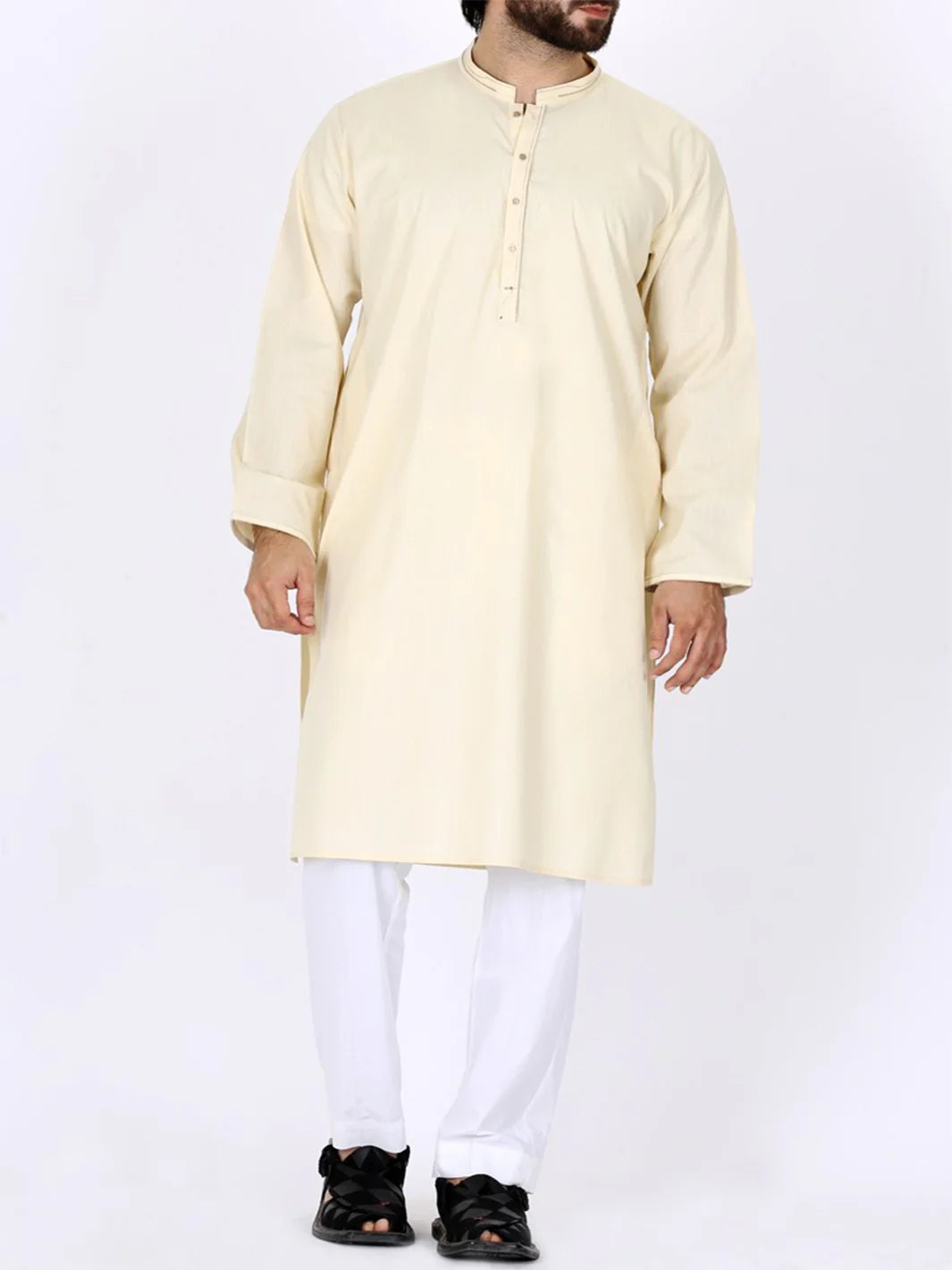 Creamy Yellow Cotton Kurta - AL-K-774