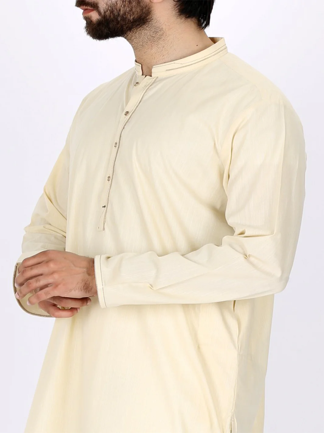 Creamy Yellow Cotton Kurta - AL-K-774 - Image 2