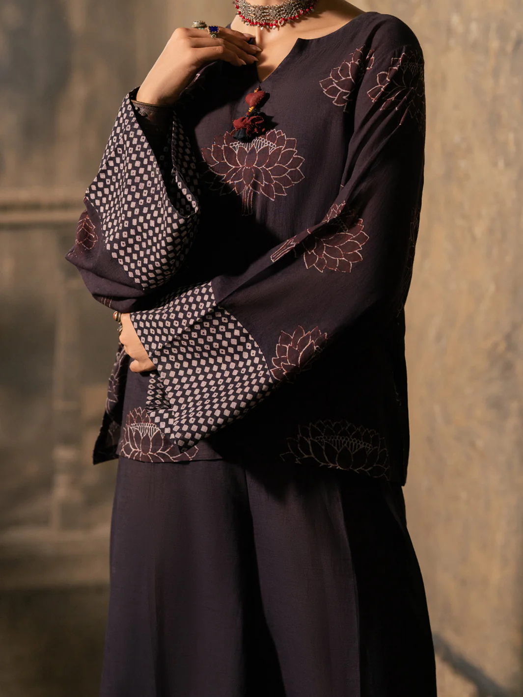 Dark Brown Dyed Lawn Comrade Stitched 2PC - ALCR-2PS-LKS-1139 - Image 2