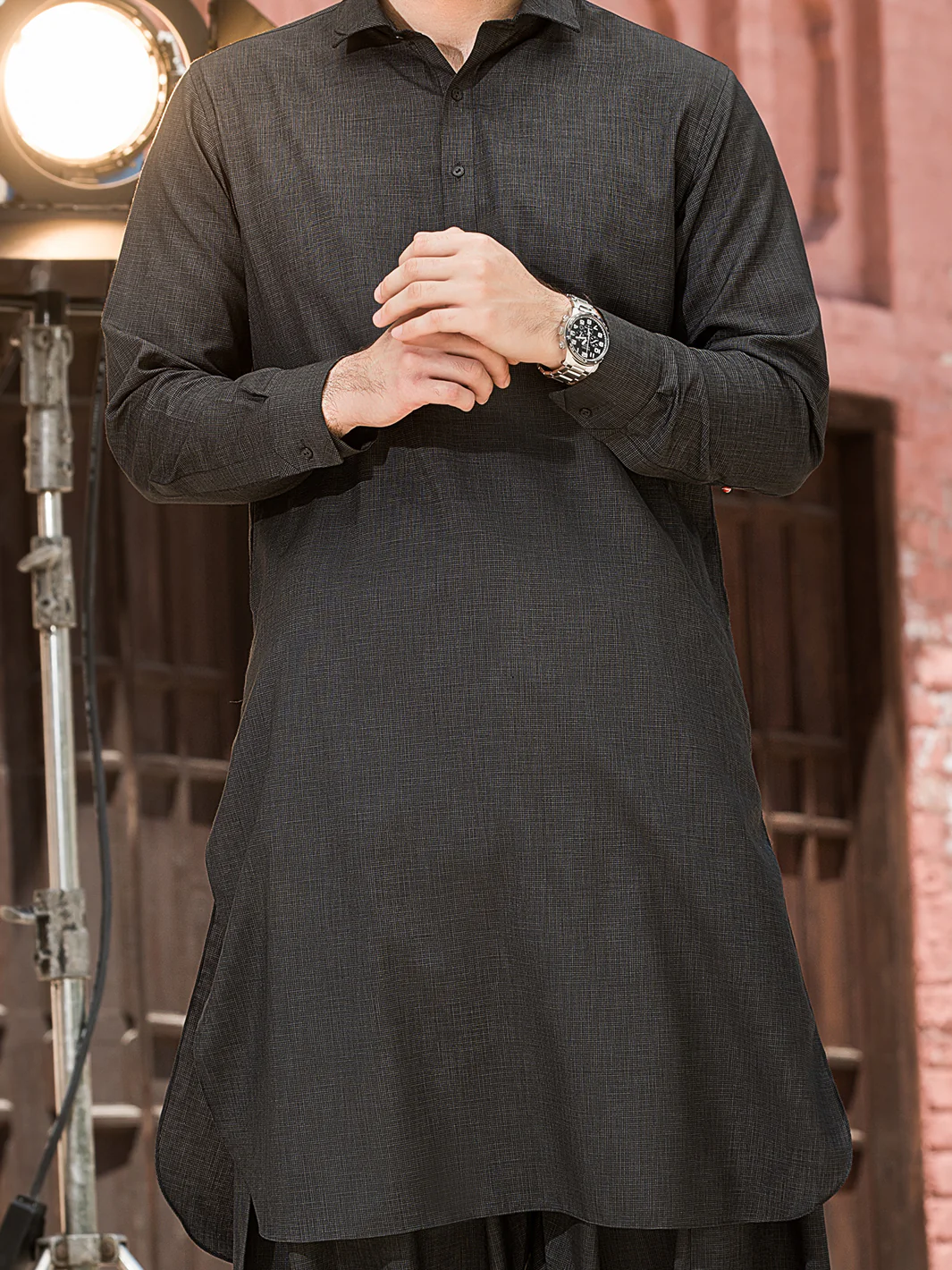 Dark Green Blended Kameez Shalwar - ALWA-KS-154 - Image 2