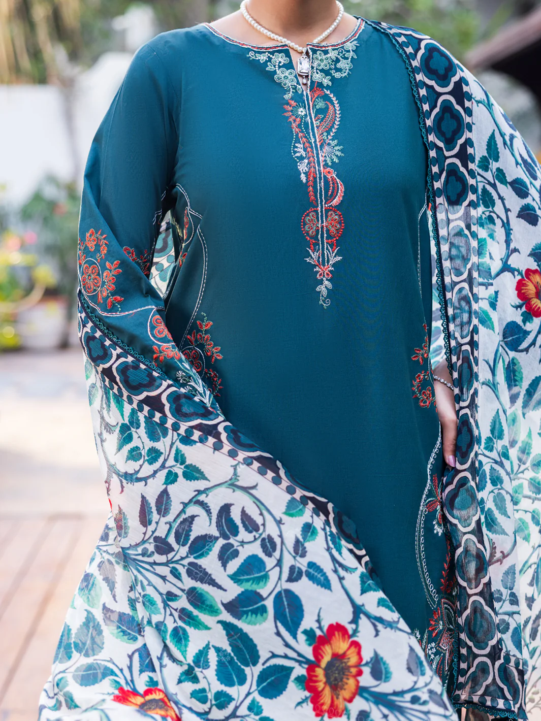 Dark Green Cotton Stitched 3PC - ALP-3PS-2624 - Image 3