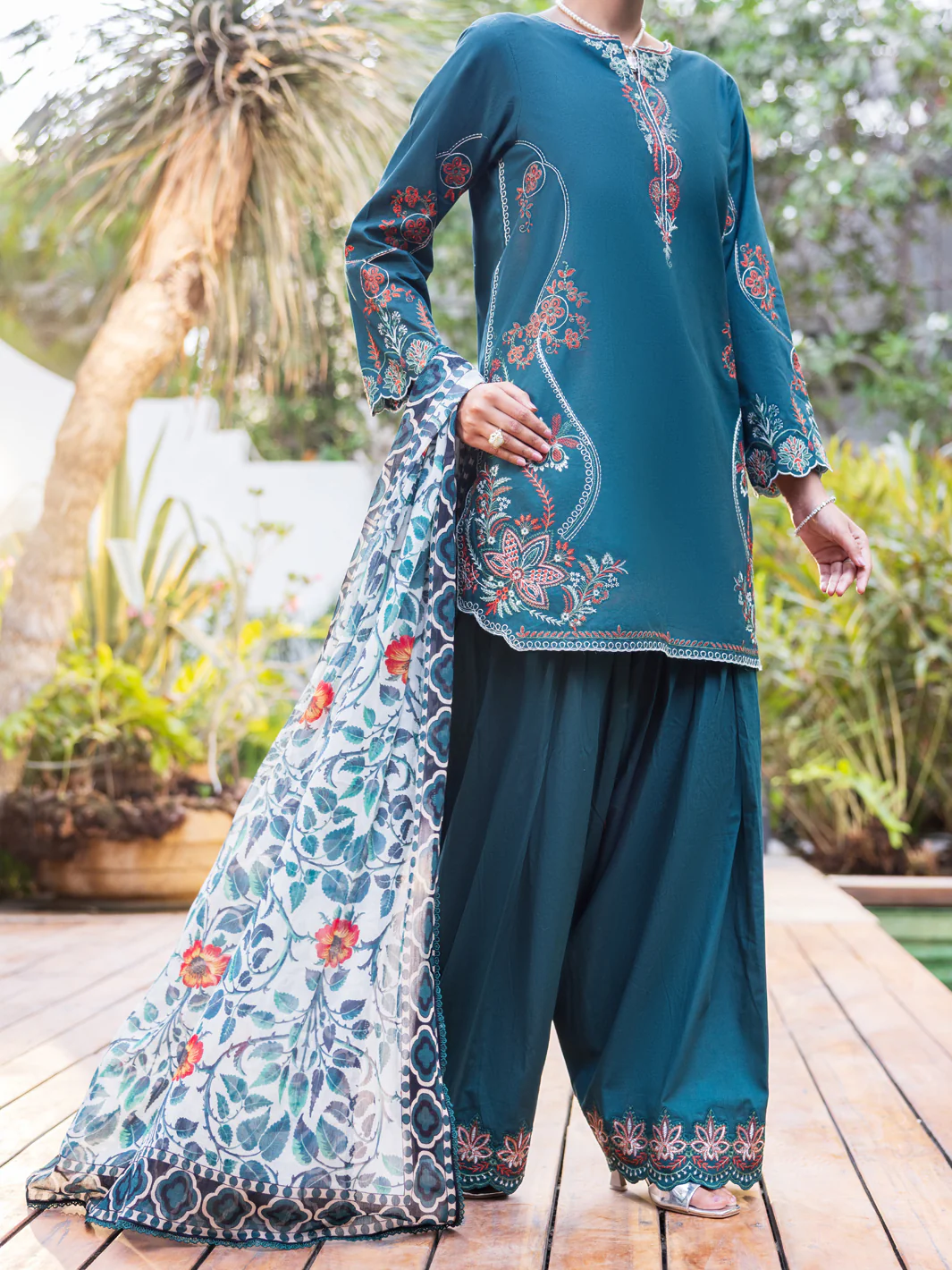 Dark Green Cotton Stitched 3PC - ALP-3PS-2624 - Image 4
