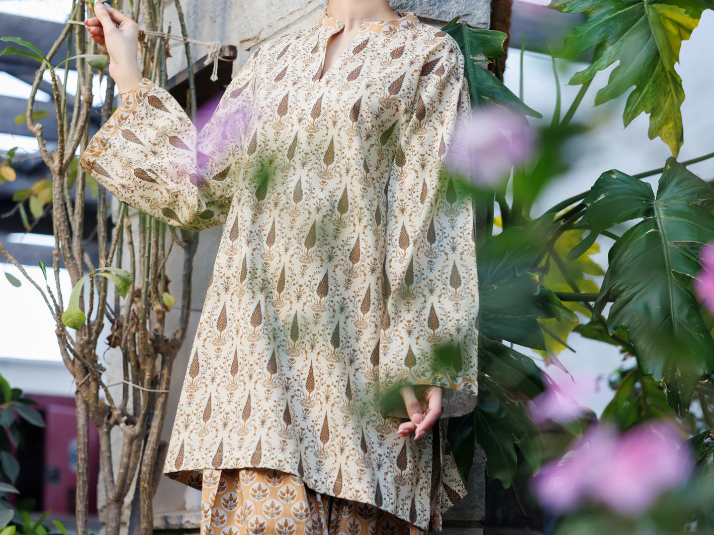 Fawn Lawn Co-Ord Set - ALP-2PS-SLKS-2771 - Image 4