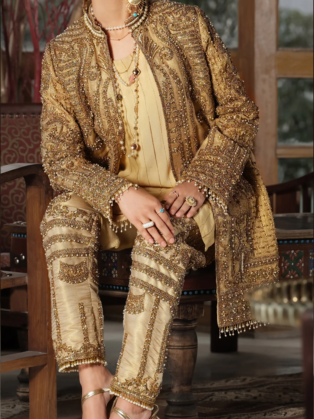Golden Jamawar 2Pc Formal Suit - LS-242 - Image 2