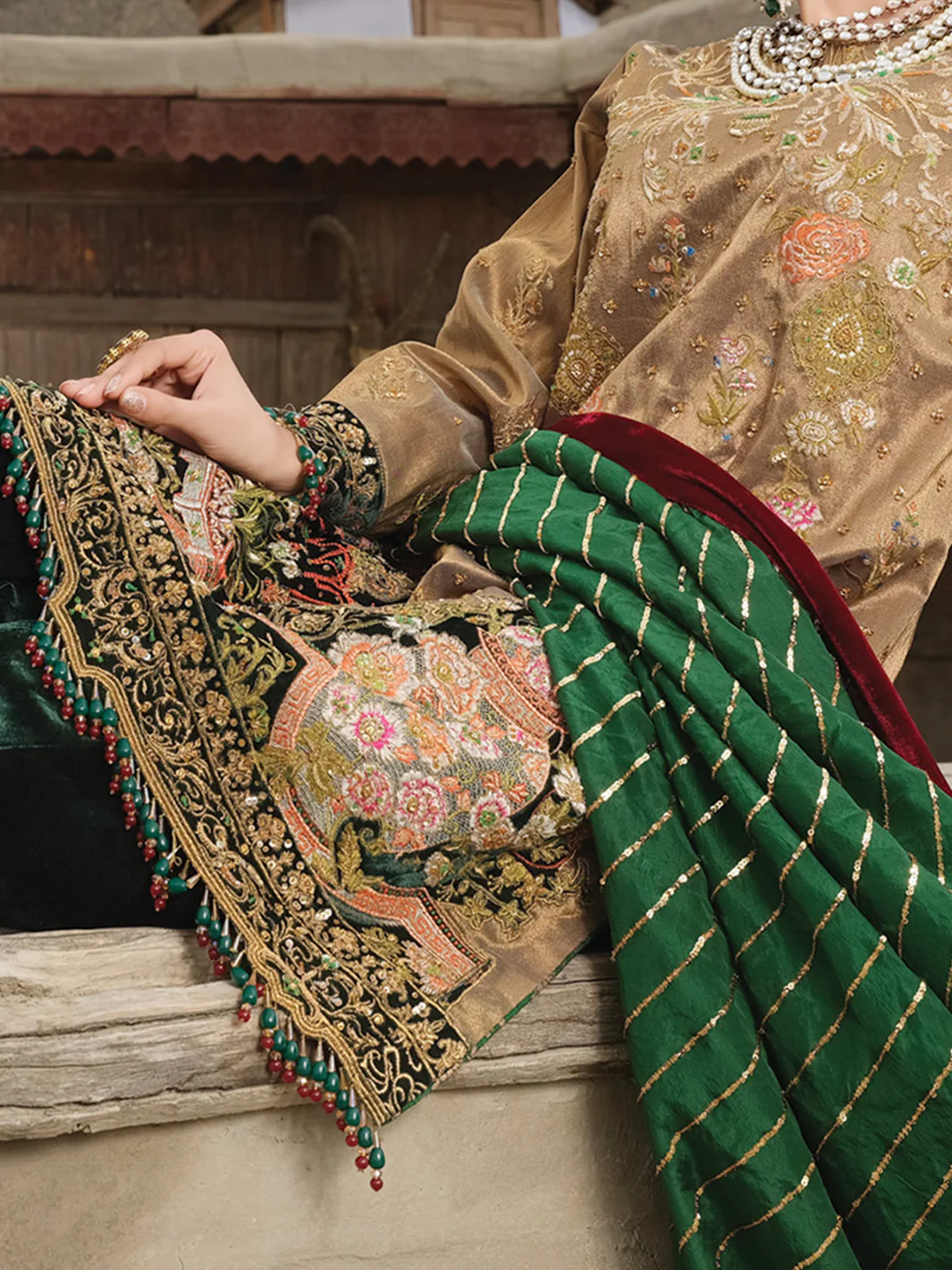 Golden Khaddi Net 3 Piece Formal Suit - LS-274 - Image 2