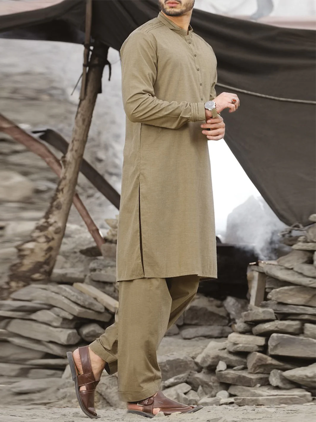 Green Blended Kameez Shalwar - AL-KS-2372