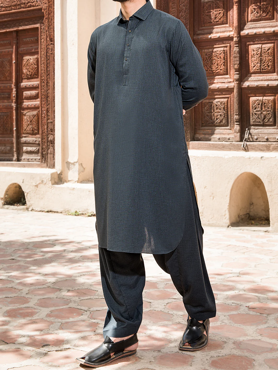 Green Blended Kameez Shalwar - ALWA-KS-151 - Image 2