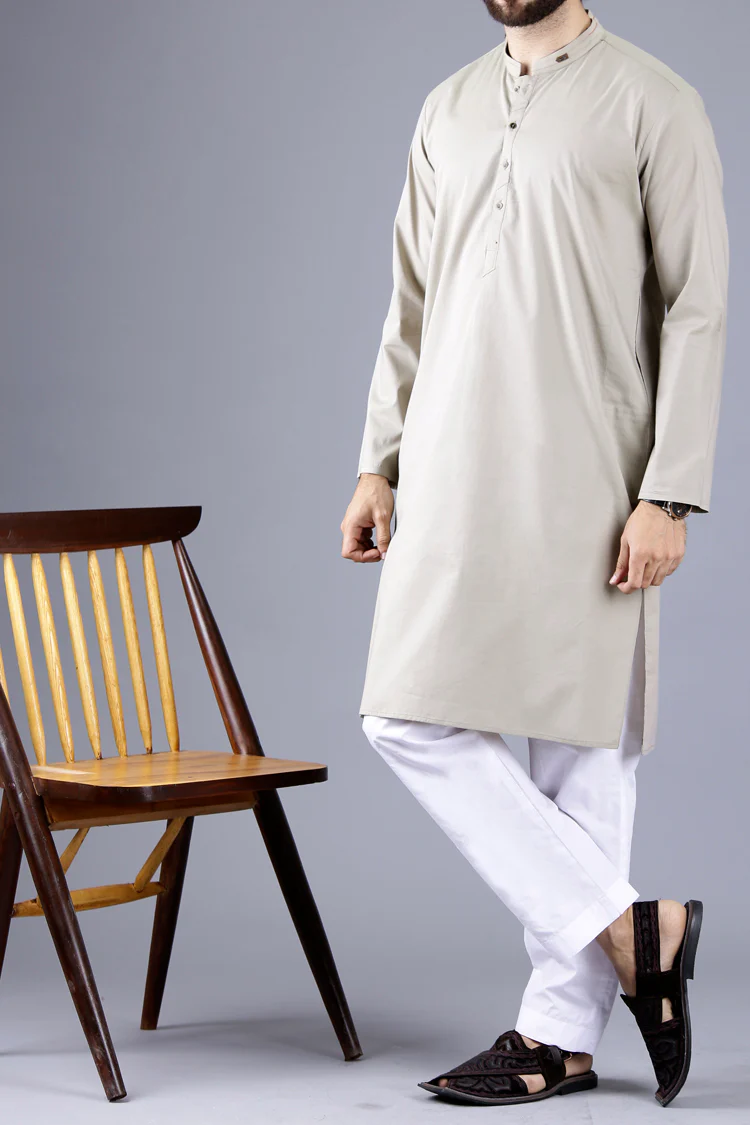 Light Green Blended Kurta - AL-K-655 - Image 3