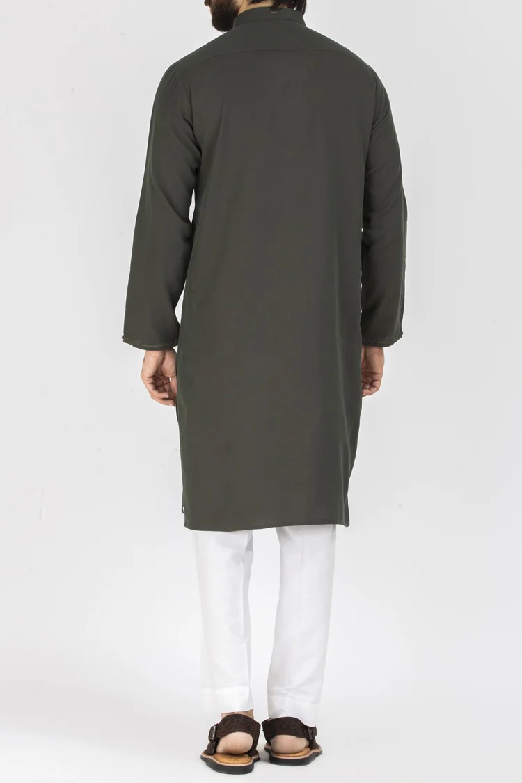 Green Blended Kurta - AL-K-809 - Image 3