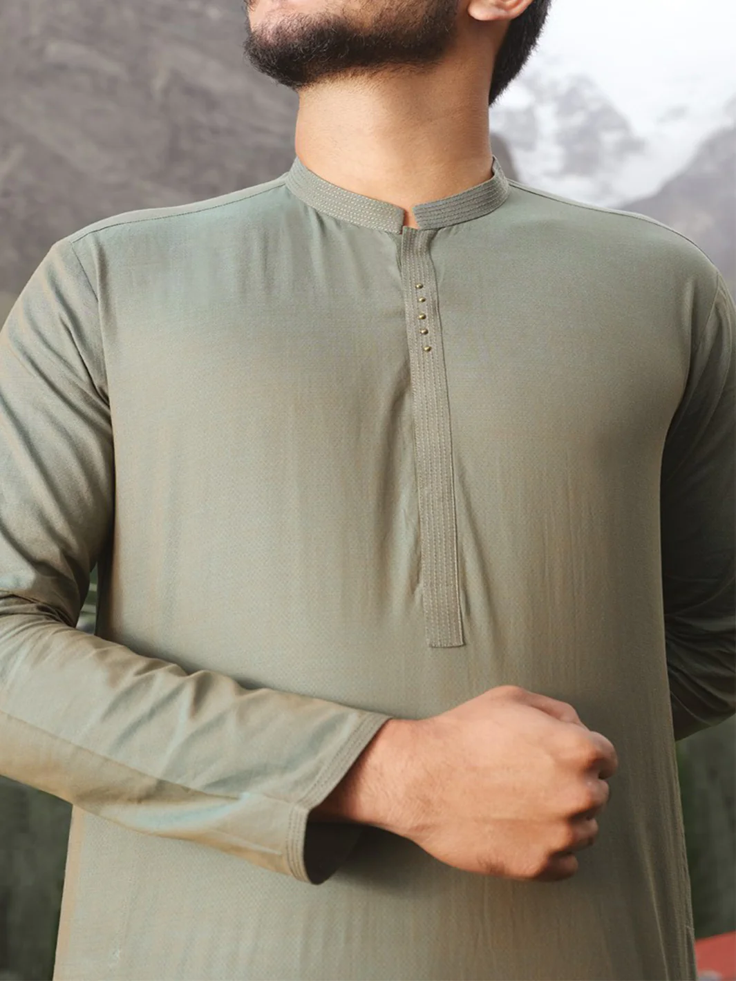 Green Blended Kurta - AL-K-826 - Image 3