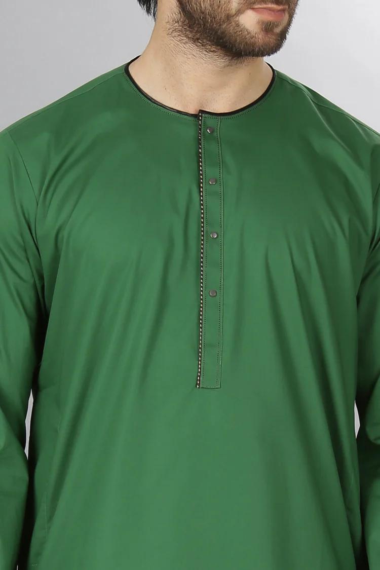 Green Cotton Kurta - AL-K-399 - Image 2