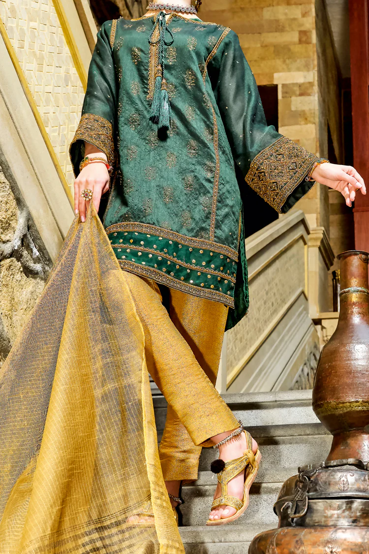 Green Cotton Silk 2Pc Stitched - AL-2PS-LKS-645 - Image 3