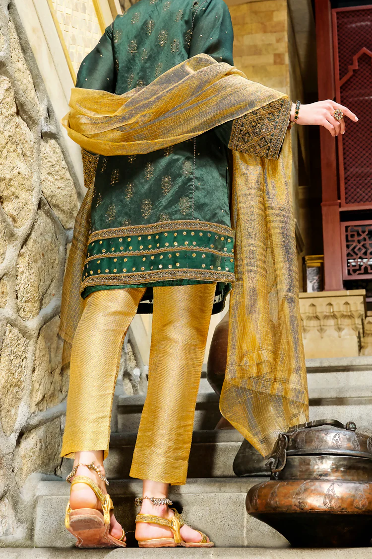 Green Cotton Silk 2Pc Stitched - AL-2PS-LKS-645 - Image 4