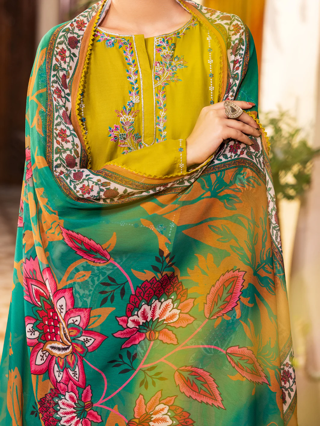 Green Cotton Stitched 3PC - ALP-3PS-2628 - Image 2