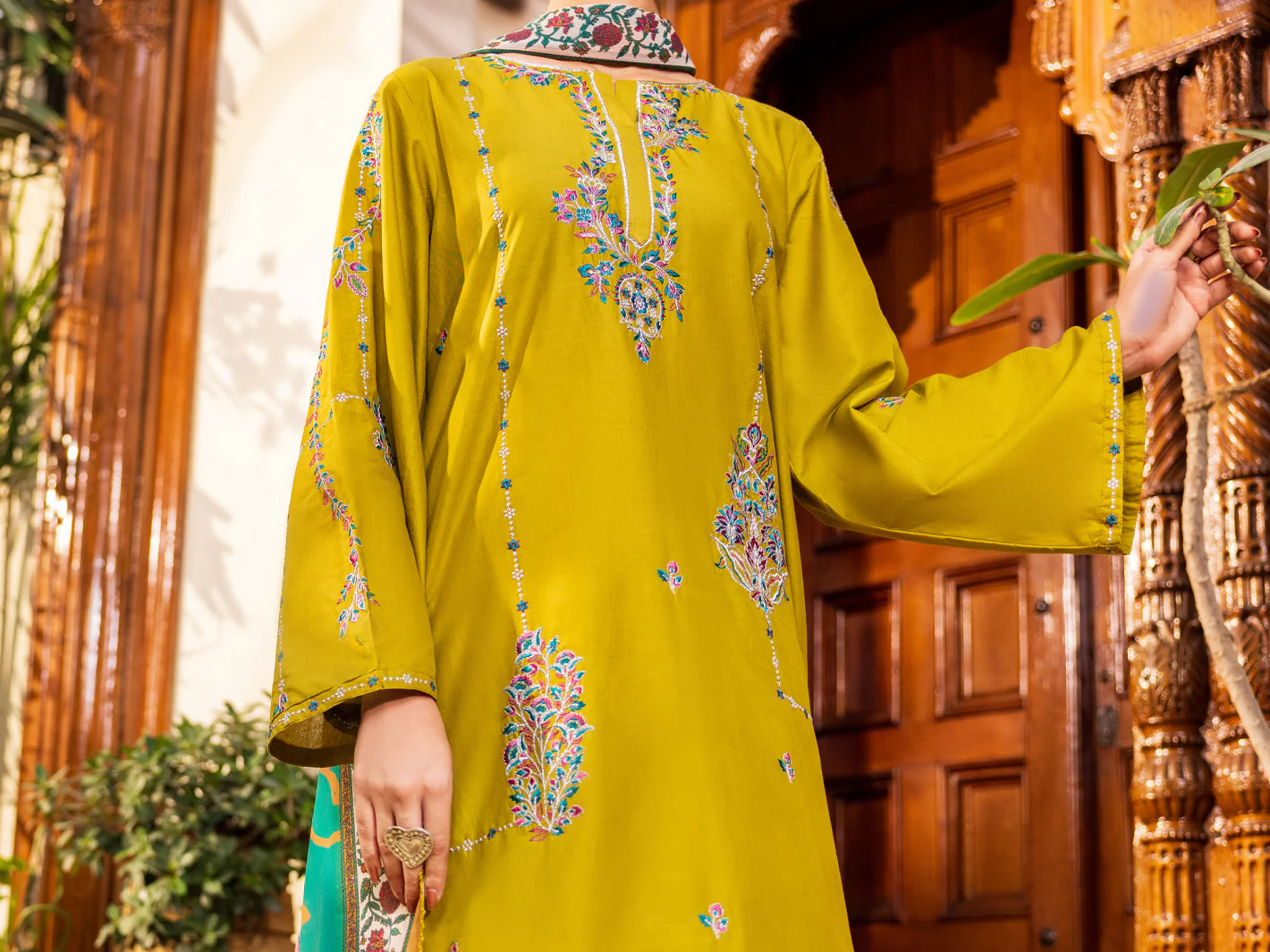 Green Cotton Stitched 3PC - ALP-3PS-2628 - Image 5