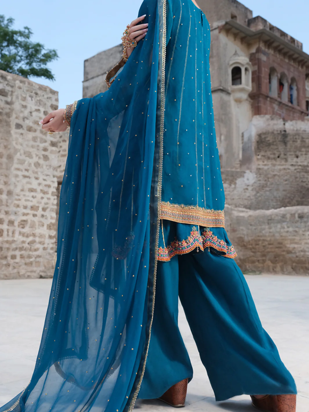 Green Organza 3 Piece Formal Suit - LS-269 - Image 3