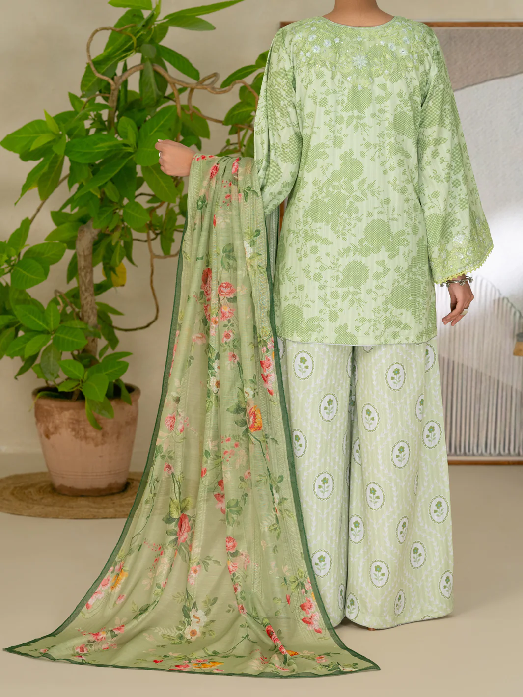 Green Swiss Jacquard 3Pc Stitched - ALP-3PS-2632 - Image 3