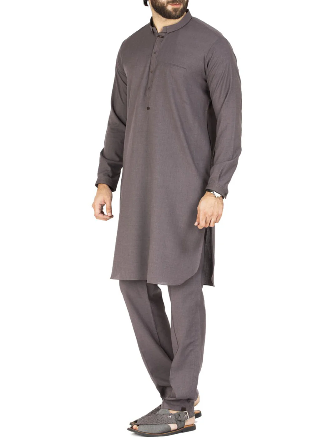 Grey Blended Kameez Shalwar - AL-KS-2442 - Image 4