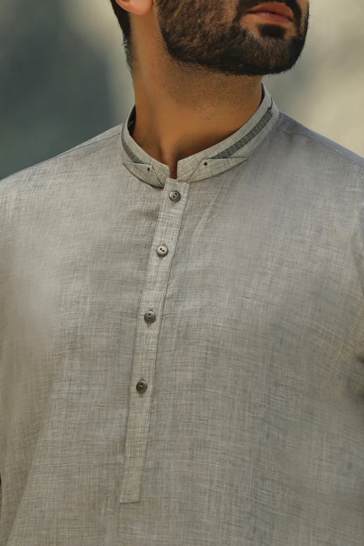Grey Blended Kurta - AL-K-625 - Image 2