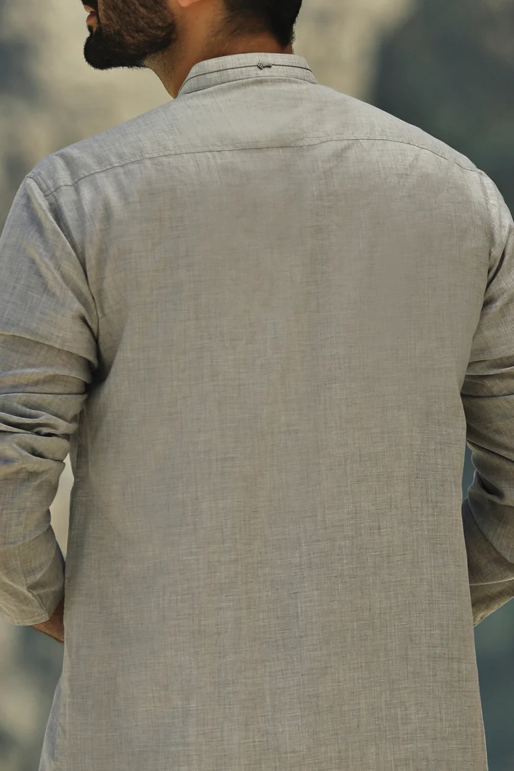 Grey Blended Kurta - AL-K-625 - Image 3