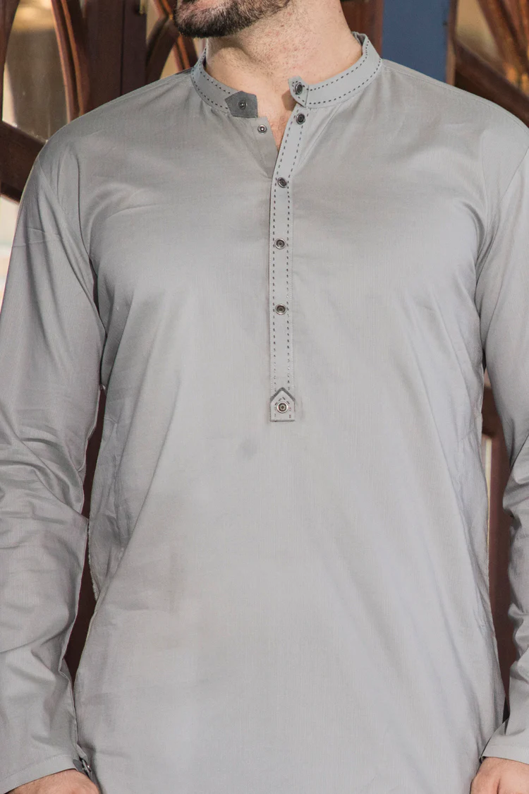 Grey Blended Kurta - AL-K-651 - Image 2