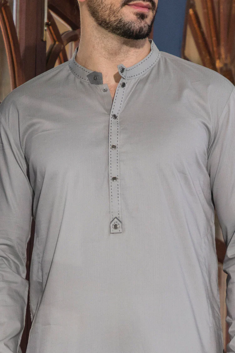 Grey Blended Kurta - AL-K-651 - Image 3